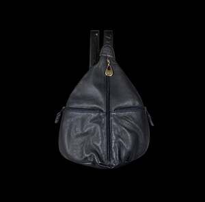 Carriage House Vintage Black Leather Sling Bag Crossbody